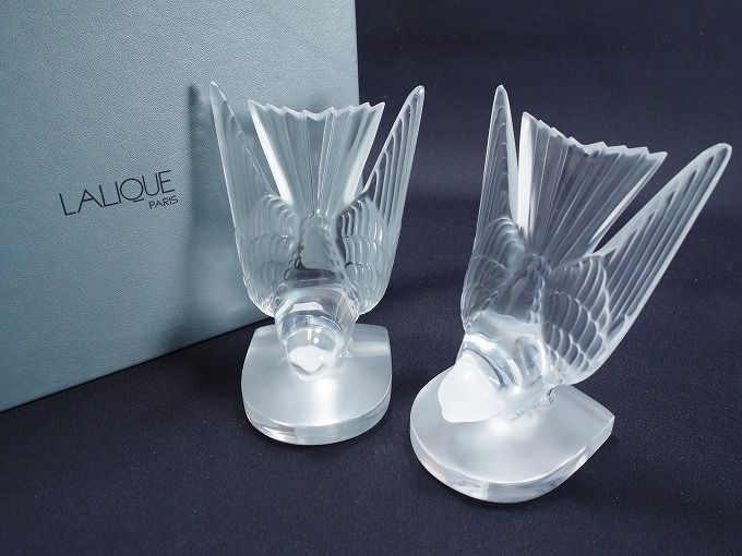 LALIQUE ラリック 燕 ツバメ イロンデル ブックエンド クリスタルガラス LALIQUE ラリック 燕 ツバメ イロンデル ブックエンド